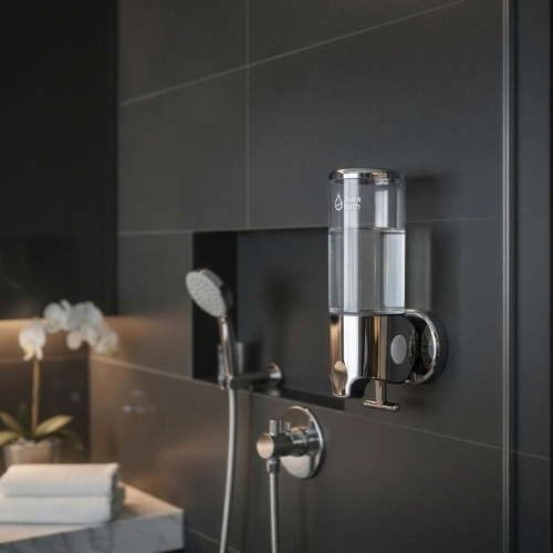 Aura Bath Duvara Monte Sıvı Sabunluk & Şampuan Dispenseri - Şeffaf - 500 ml