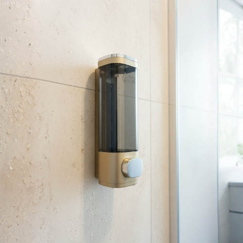 Aura Bath Duvara Monte Lüks Tekli Sıvı Sabun ve Şampuan Dispenseri - Gold - 300 ml