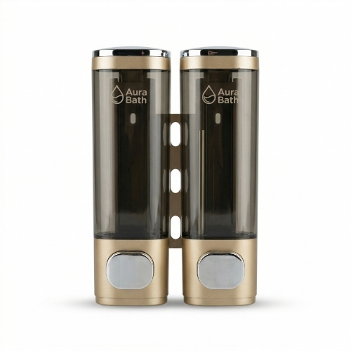 Aura Bath Duvara Monte Lüks İkili Sıvı Sabun ve Şampuan Dispenseri - Gold - 2x300 ml