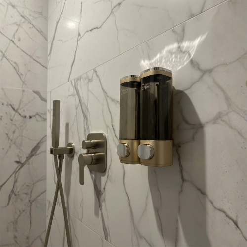 Aura Bath Duvara Monte Lüks İkili Sıvı Sabun ve Şampuan Dispenseri - Gold - 2x300 ml