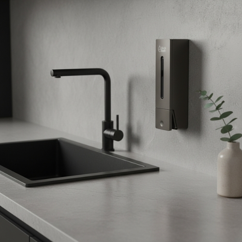 Aura Bath Tekli Duvara Monte Sıvı Sabun ve Şampuan Dispenseri - Antresit - 400 ml