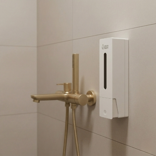 Aura Bath Tekli Duvara Monte Sıvı Sabun ve Şampuan Dispenseri - Beyaz - 400 ml