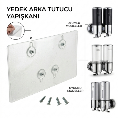 6010 Serisi İkili Sabunluk Yedek Arka Tutucu Yapışkanı - Matkapsız Duvar Askısı