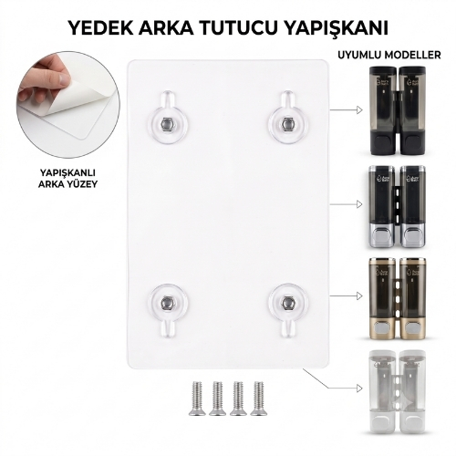 7010 Serisi İkili Sabunluk Yedek Arka Tutucu Yapışkanı - Matkapsız Duvar Askısı